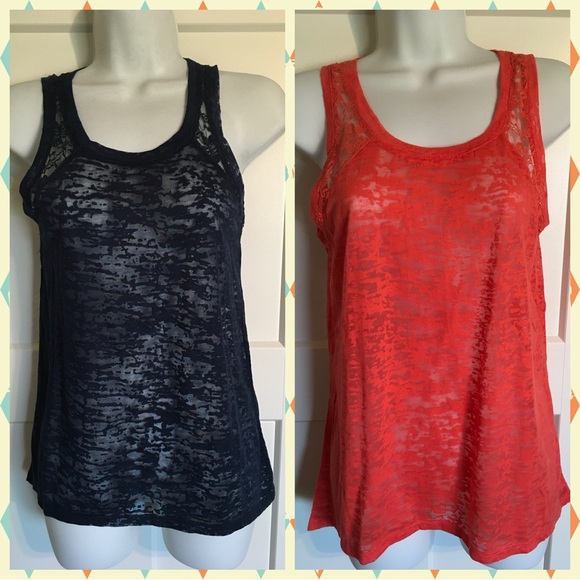 2pk Sheer Lace Trim Tank - Picture 1 of 7